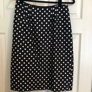 Kay Unger Polkadot Navy Pencil Skirt